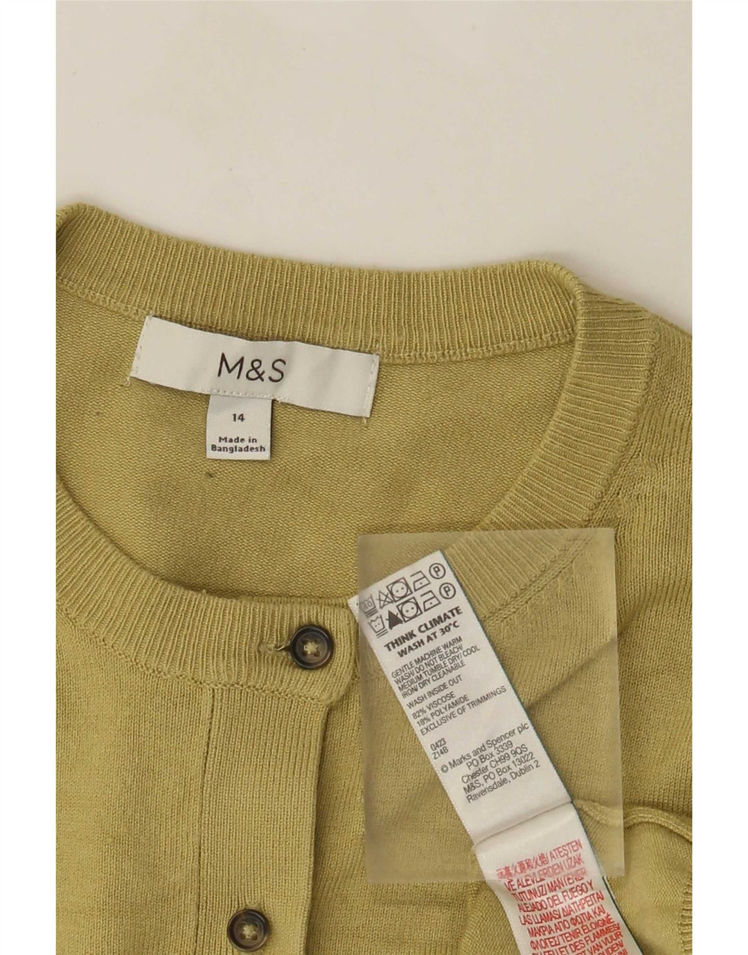 Marks & Spencer Damen-Cardigan-Pullover UK 14 Mittelgrüne Viskose