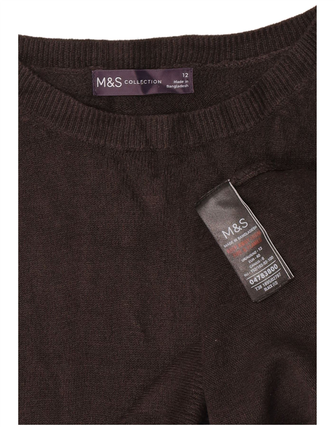 Marks & Spencer Damen-Pullover mit U-Boot-Ausschnitt, Gr. 12, Mittelschwarz, Acryl