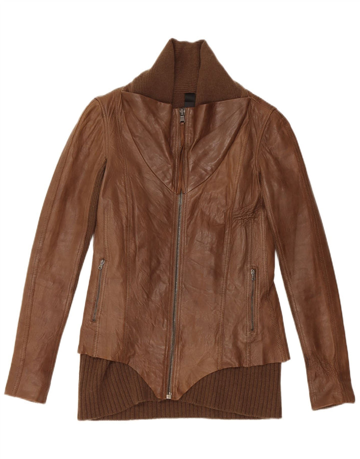 Vintage Damen Lederjacke UK 10 Kleines braunes Leder