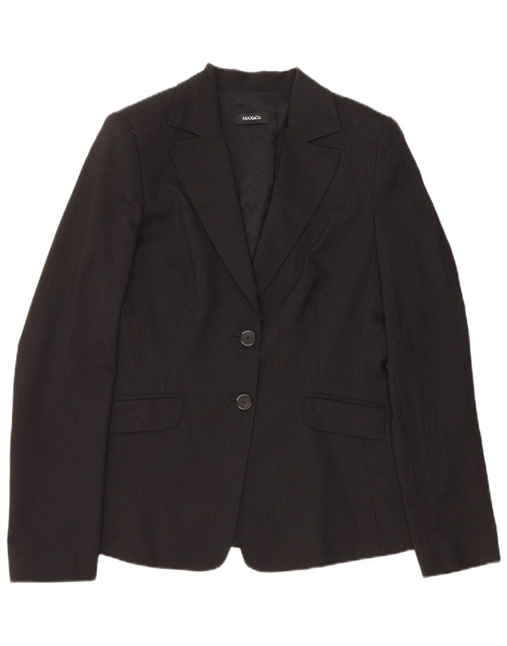 MAX & CO. Damen-Blazerjacke mit 2 Knöpfen, Gr. 14, Größe L, Schwarz, Nadelstreifen