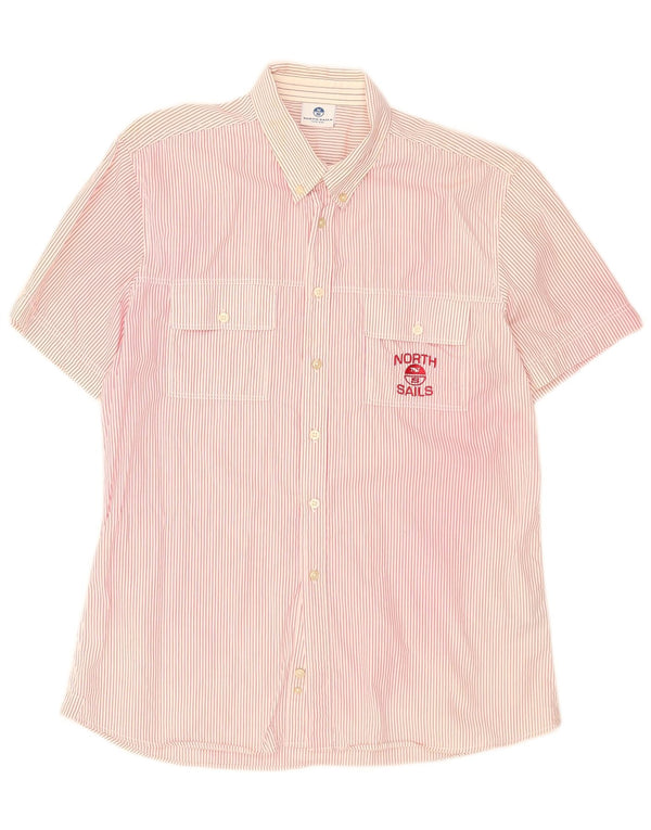 North Sails Herren Grafik-Kurzarmhemd 2XL rosa gestreift aus Baumwolle
