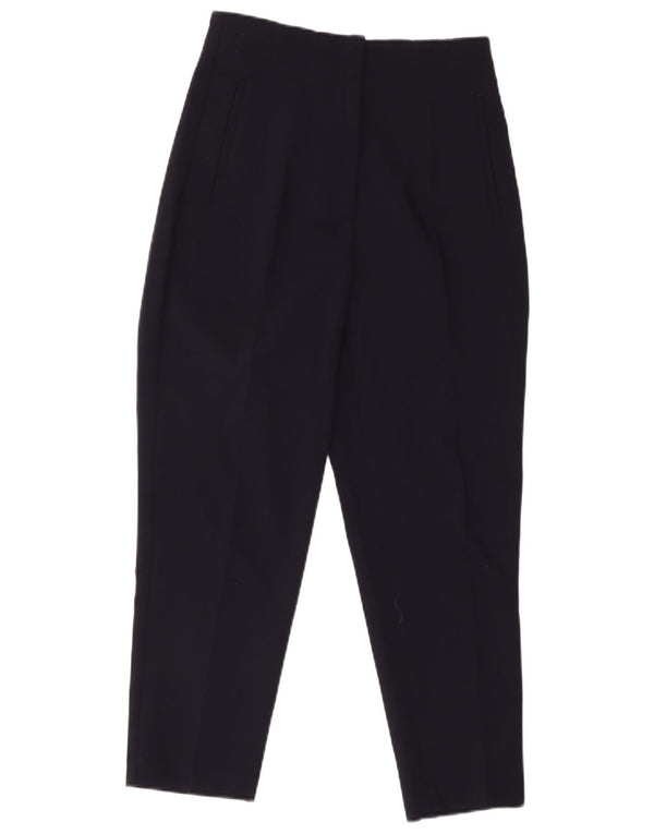 Zara Damen Crop Tapered Anzughose Medium W28 L26 Marineblau Polyester