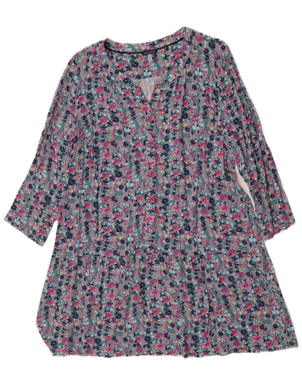 Joules Damen-Tunikakleid mit 3/4-Ärmeln, UK 18, XL, mehrfarbig, Blumenmuster, Viskose