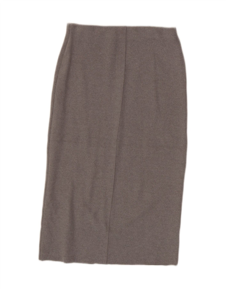 Zara Damen Midirock mit hoher Taille, mittelgroß, W28, grau, Polyester