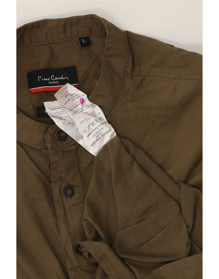 Pierre Cardin Herren-Pulloverhemd mit normaler Passform, große Khaki-Baumwolle