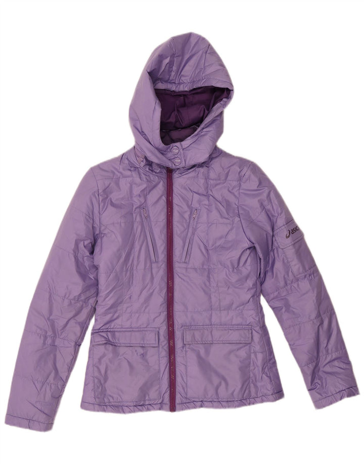 Asics Damen-Kapuzenjacke, wattiert, UK 10, Größe S, Lila, Polyester