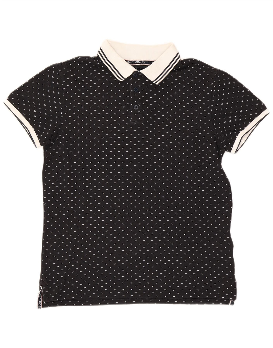 Armani Herren Regular Poloshirt Small Schwarz gefleckte Baumwolle