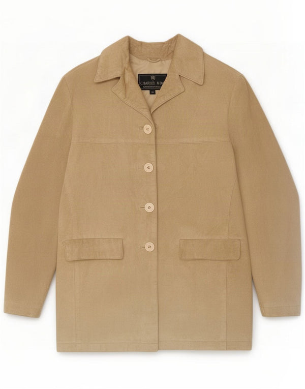 Vintage Damen Wildlederjacke IT 40 Small Beige Leder