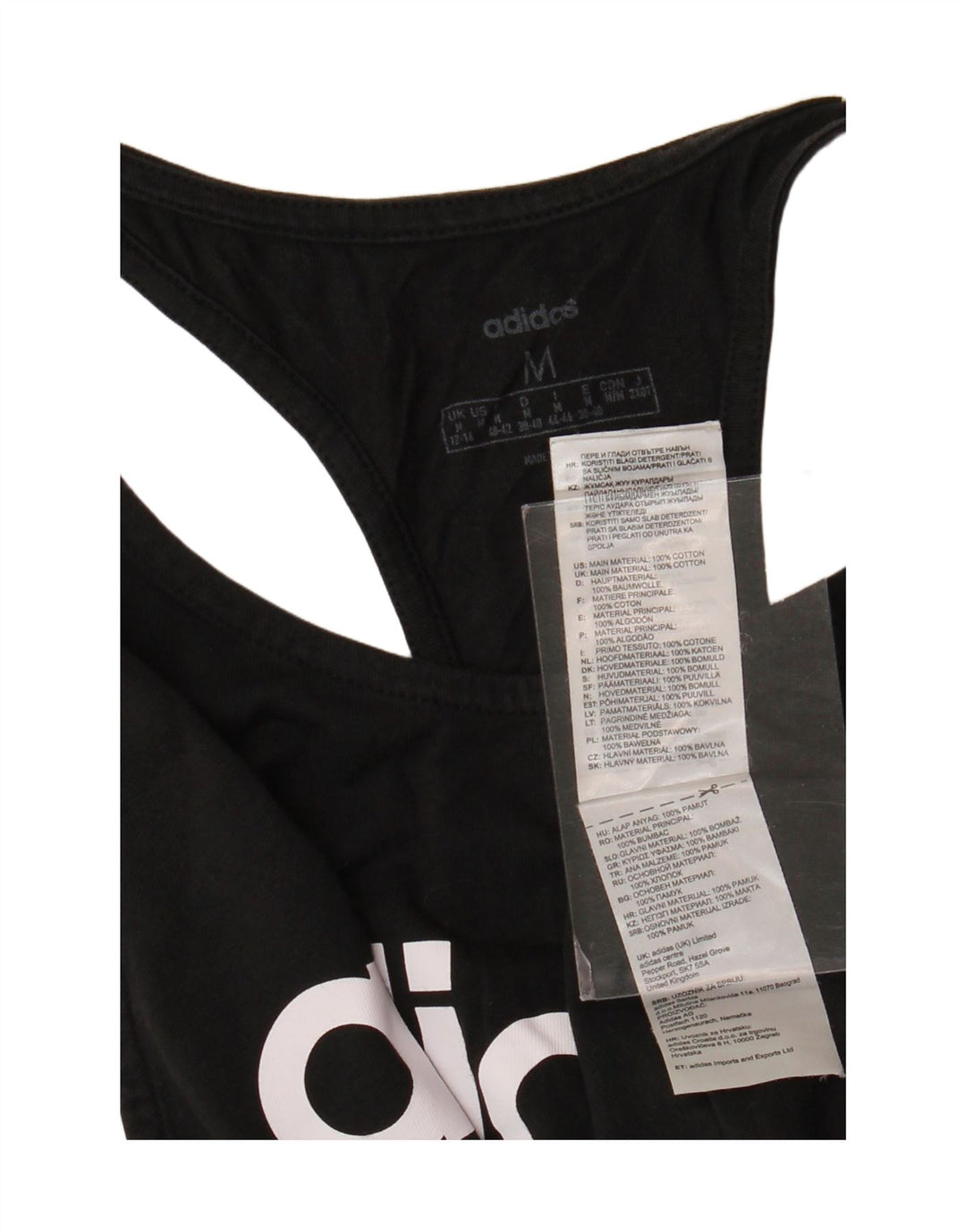 ADIDAS Damen Graphic Vest Top UK 12/14 Mittelschwarze Baumwolle