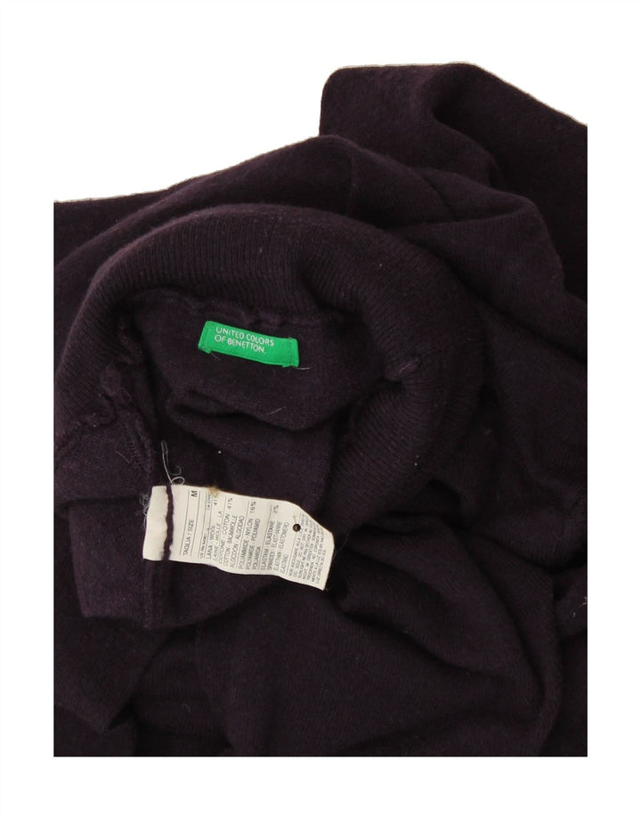 BENETTON Womens Crop Roll Neck Jumper Sweater UK 12 Medium Purple Wool Vintage Benetton and Second-Hand Benetton from Messina Hembry 