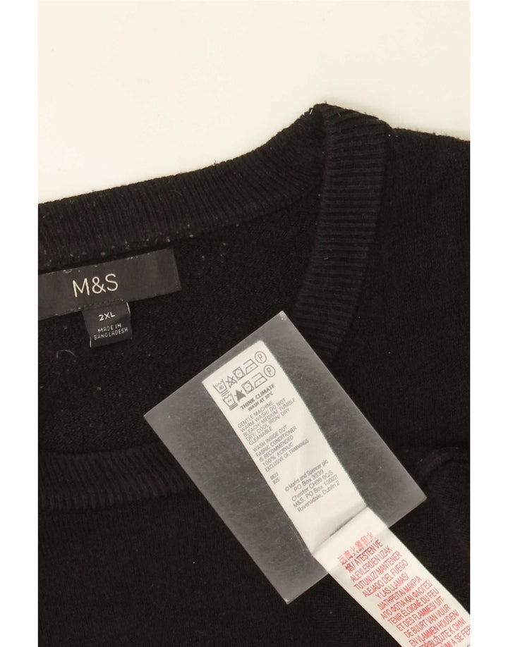 Marks & Spencer Herren-Pullover mit Rundhalsausschnitt, 2XL, schwarzes Acryl