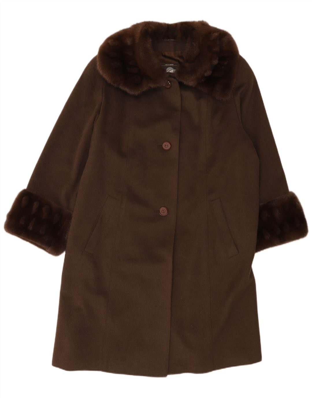 VINTAGE Damen Übergroßer Mantel UK 14 Große Khaki-Wolle