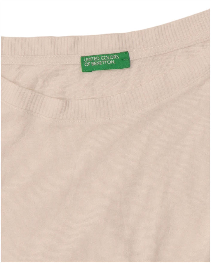 BENETTON Damen-Pullover mit U-Boot-Ausschnitt, UK 14, Mittelweiß