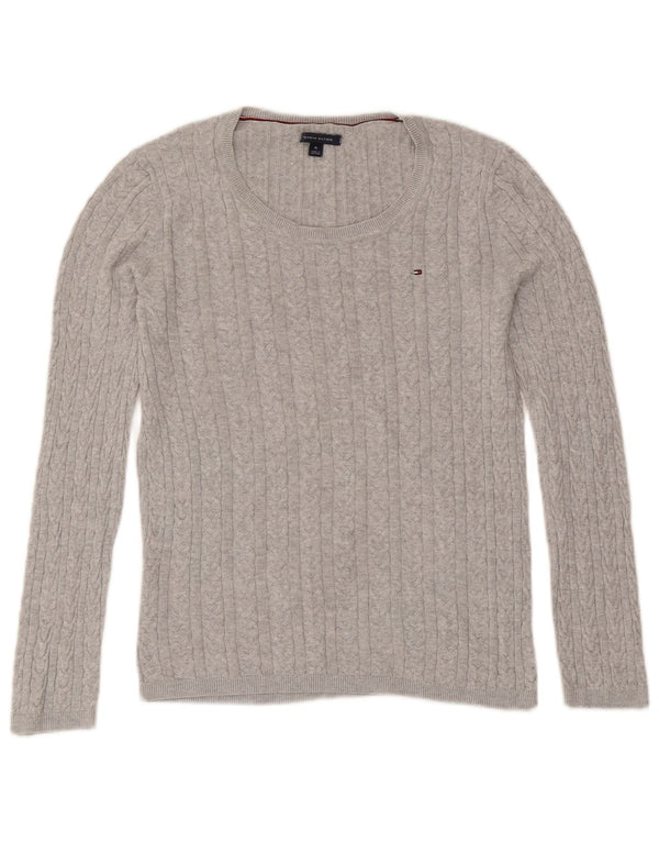 Tommy Hilfiger Damen-Pullover mit U-Boot-Ausschnitt, UK 12, Mittelgrau meliert