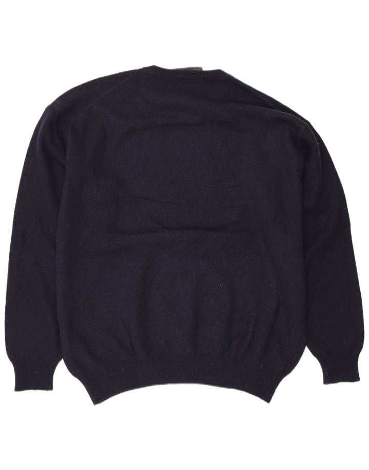 Zara Herren-Pullover mit Rundhalsausschnitt, XL, marineblaue Wolle