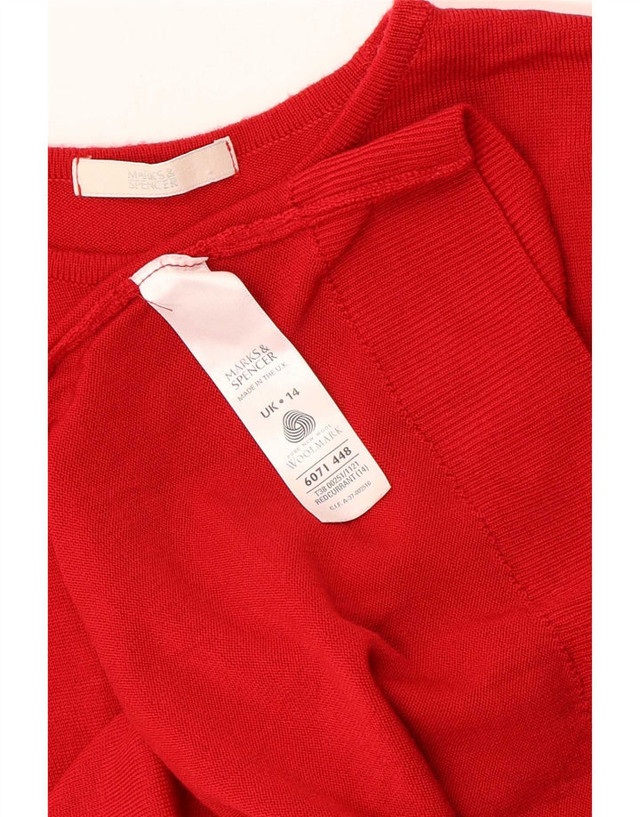 Marks & Spencer Damen-Pullover mit U-Boot-Ausschnitt, UK 14, mittlere rote Wolle