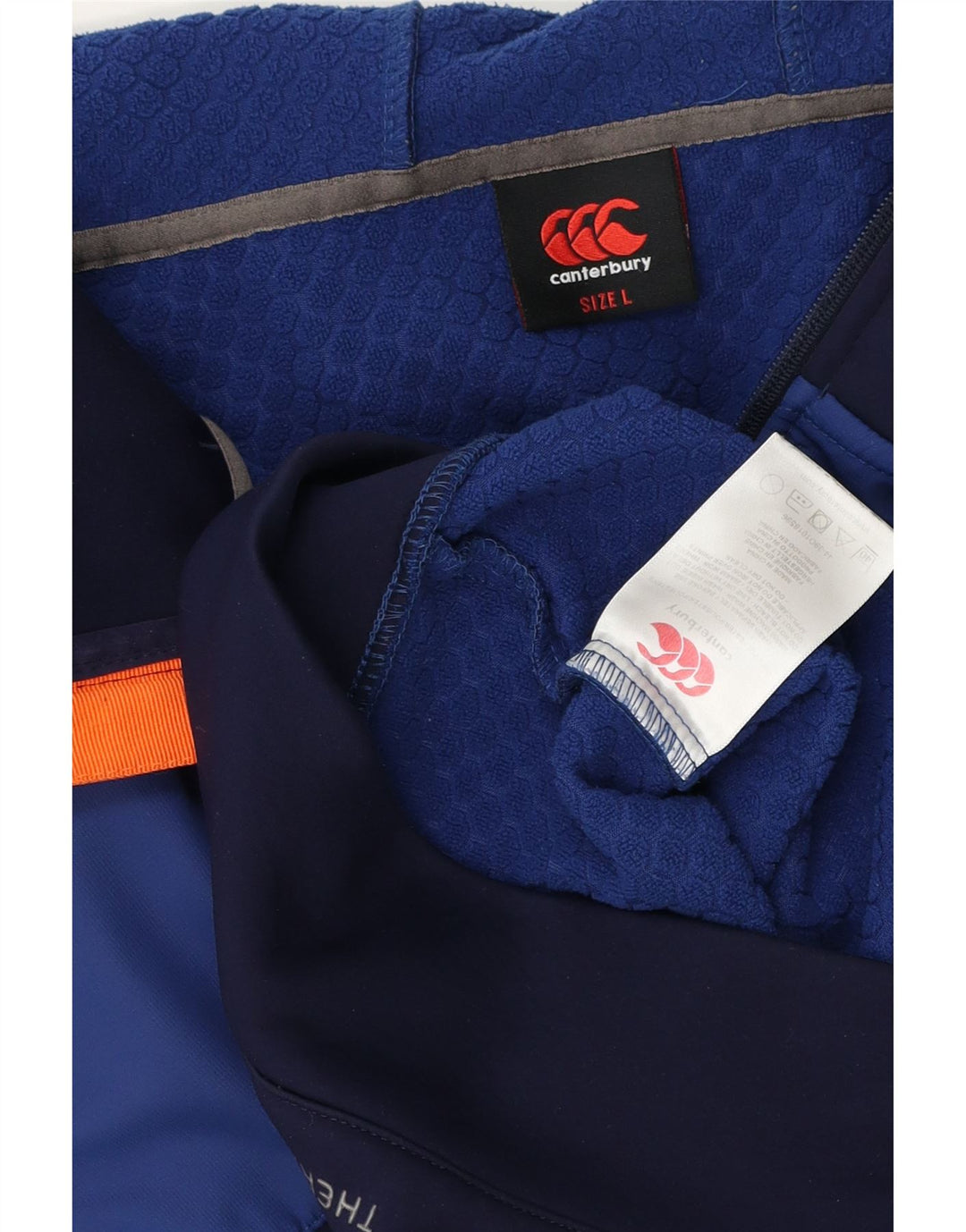 Canterbury Herren-Kapuzenpullover mit Reißverschluss, groß, marineblaues Farbblock-Polyester