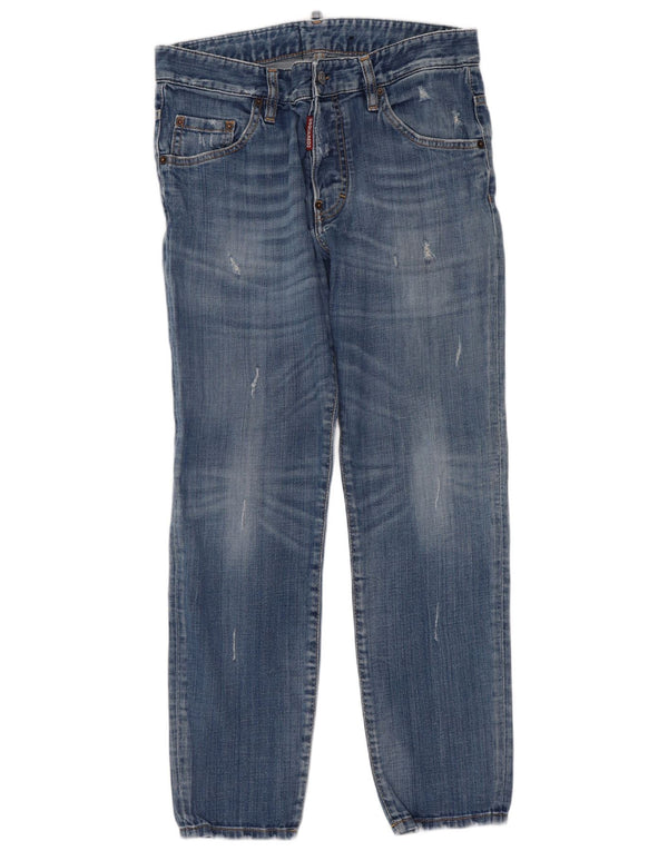 Dsquared2 Damen Distressed Crop Slim Jeans IT 48 XL W32 L27 Blaue Baumwolle