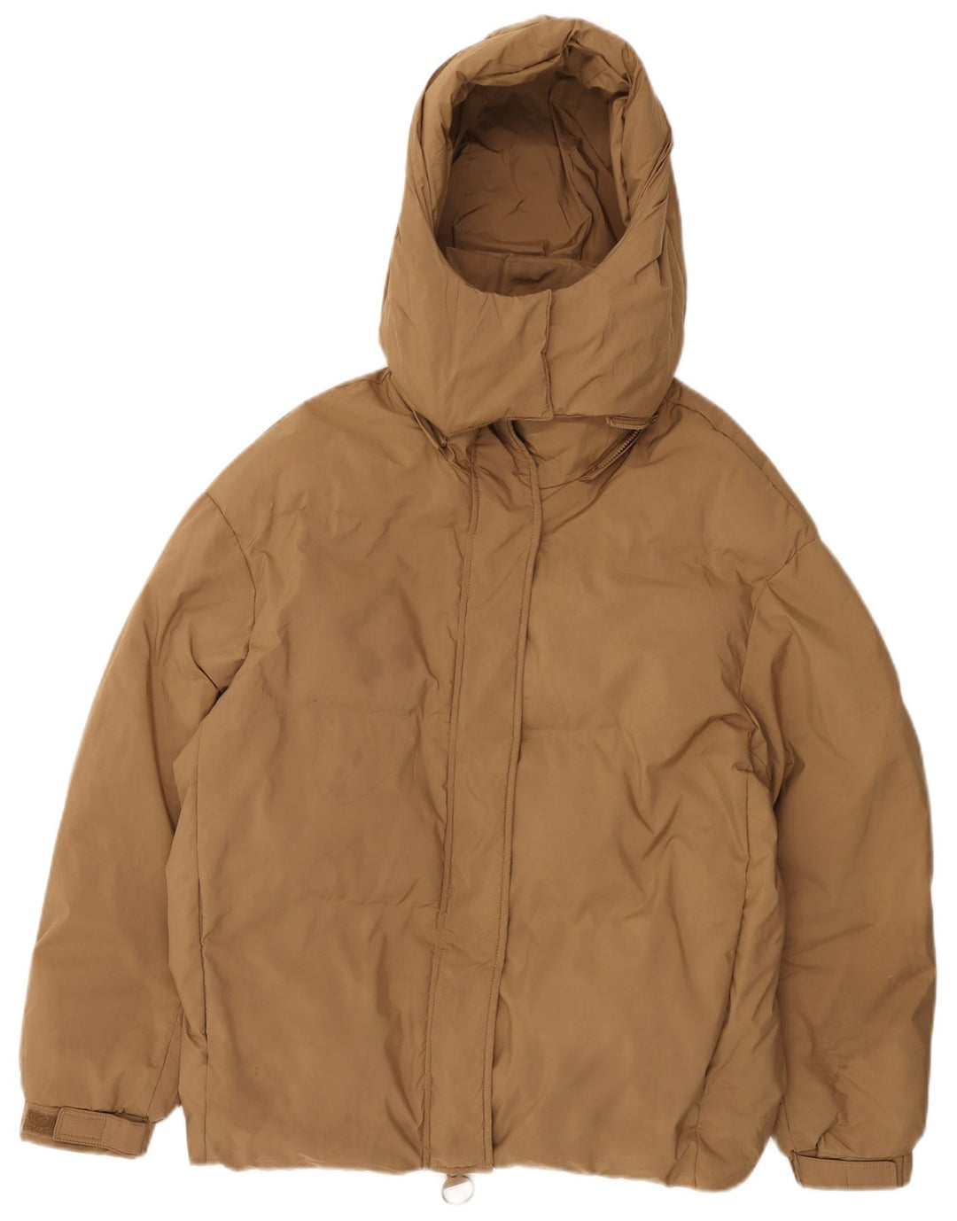 Zara Damen Übergroße wattierte Jacke UK 10 Small Beige Polyester