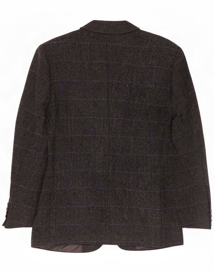 Vintage Herren-Blazer mit 3 Knöpfen, IT 48, mittelgraue Wolle mit Fischgrätenmuster