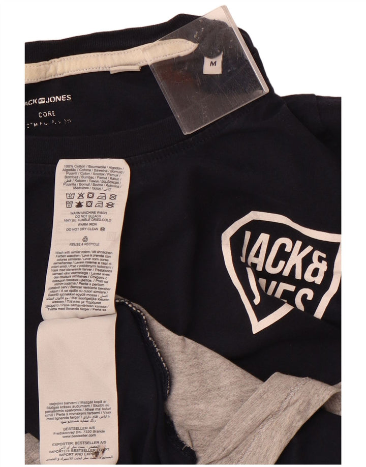 JACK & JONES Herren-T-Shirt-Oberteil, mittelgroß, marineblau, Colourblock-Baumwolle