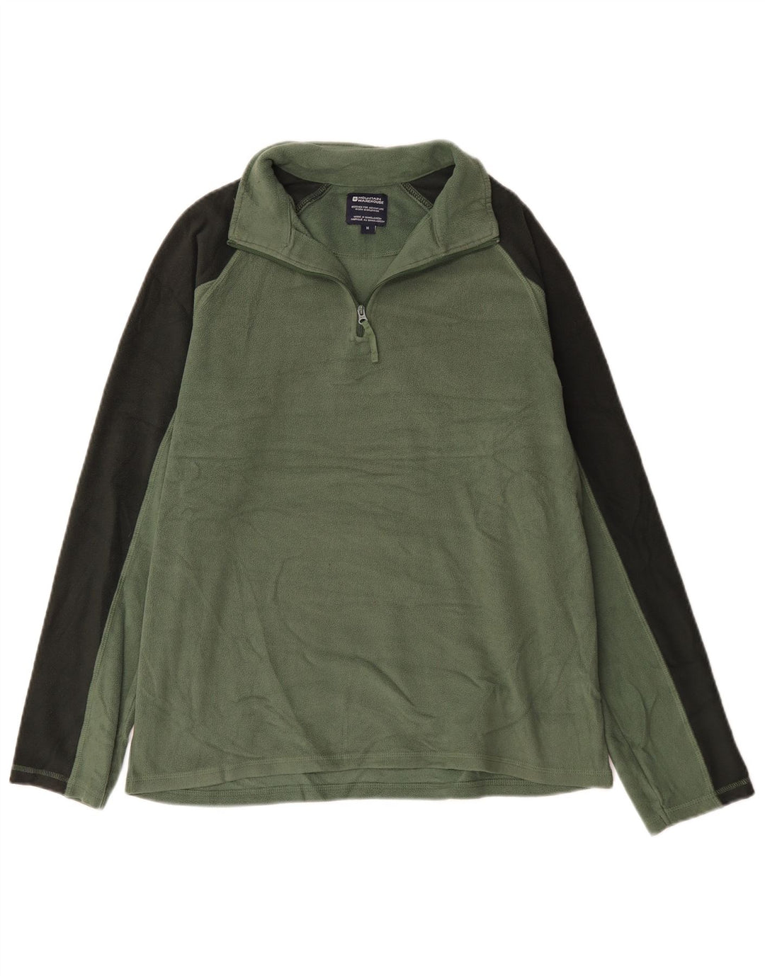 Mountain Warehouse Herren-Fleecepullover mit Reißverschluss am Kragen, Mittelgrün, Farbblock
