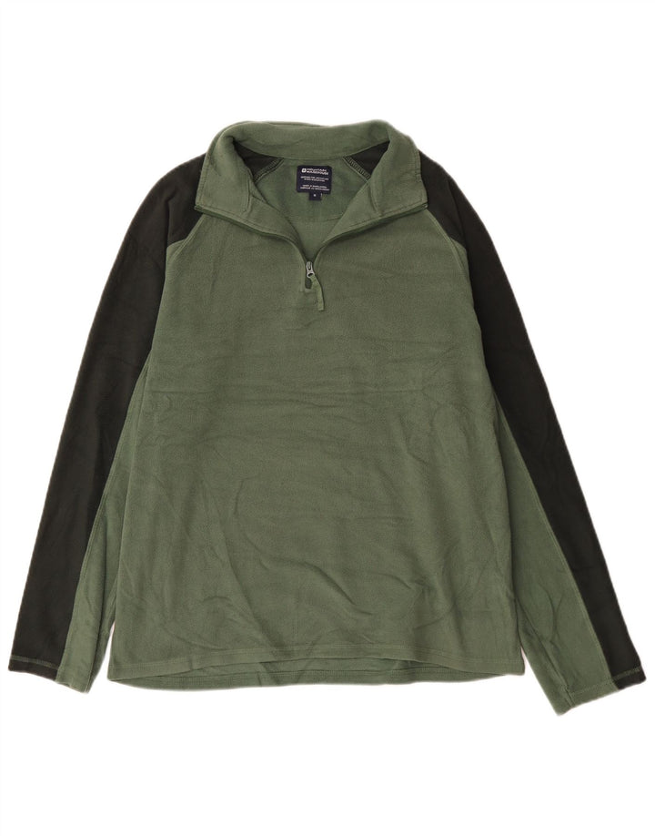 Mountain Warehouse Herren-Fleecepullover mit Reißverschluss am Kragen, Mittelgrün, Farbblock