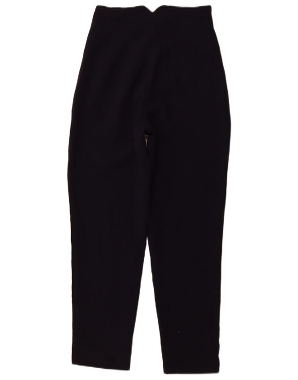 ZARA Damen High Waist Tapered Freizeithose XS W24 L26 Marineblau