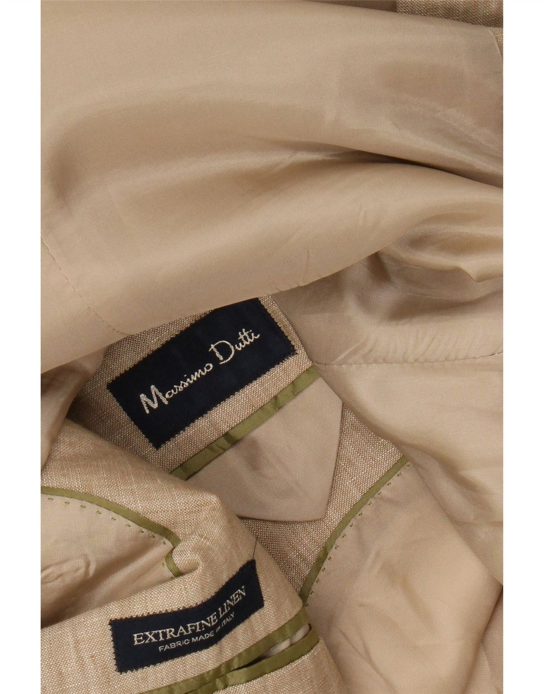 MASSIMO DUTTI Herren-Blazerjacke mit 3 Knöpfen, UK 38, mittelbeiges Leinen
