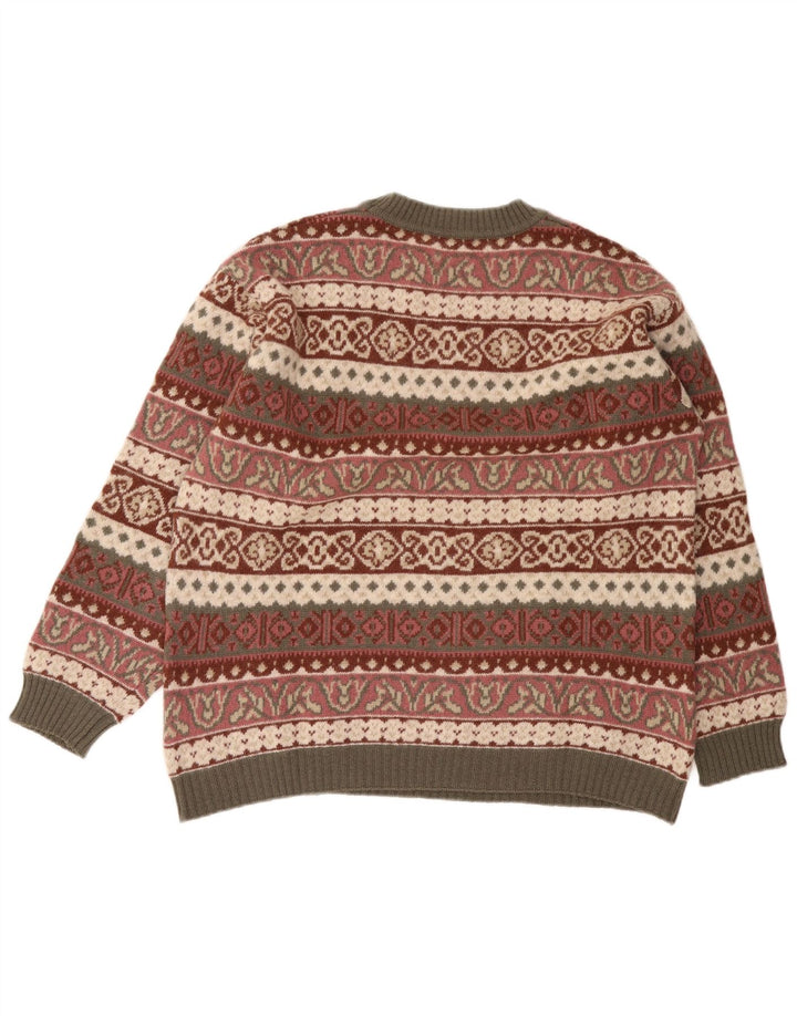 Sisley Herren-Pullover mit Rundhalsausschnitt, XL, mehrfarbig, Fair Isle