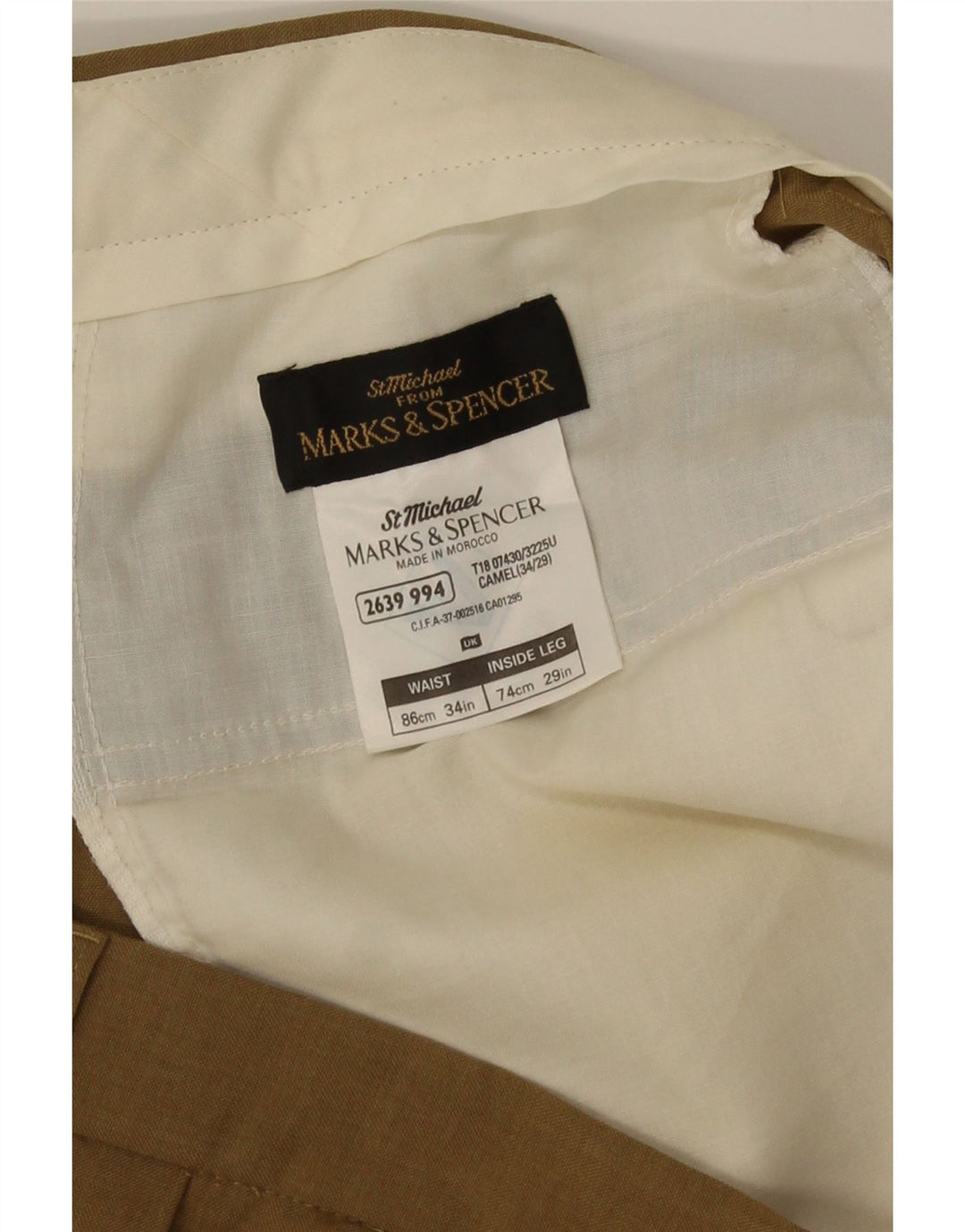 Marks & Spencer Herren-Anzughose mit Pegged-Anzug, W34, L29, Khaki, Polyester