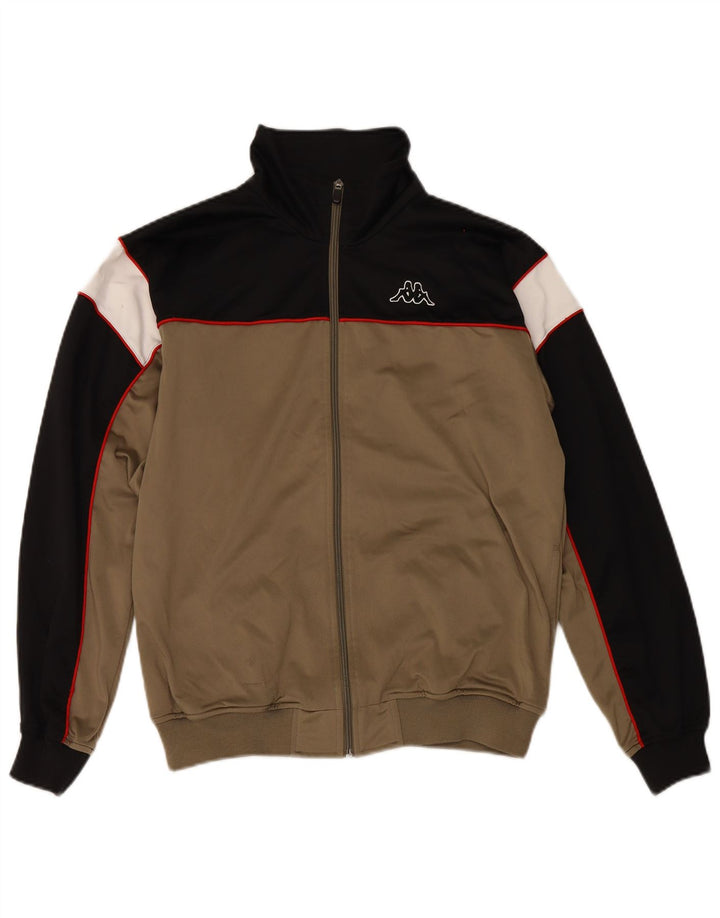 Kappa Herren-Trainingsanzug-Top-Jacke aus mittelbraunem Colourblock-Polyester