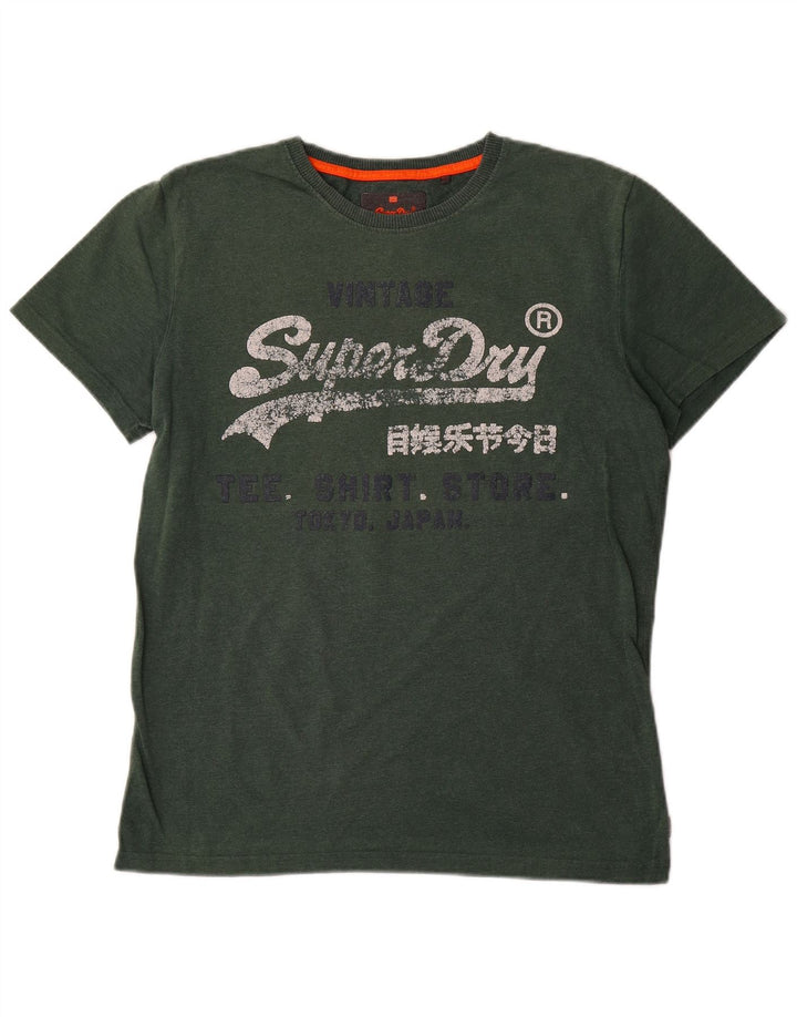 Superdry Herren T-Shirt mit Grafik, Größe L, Grün