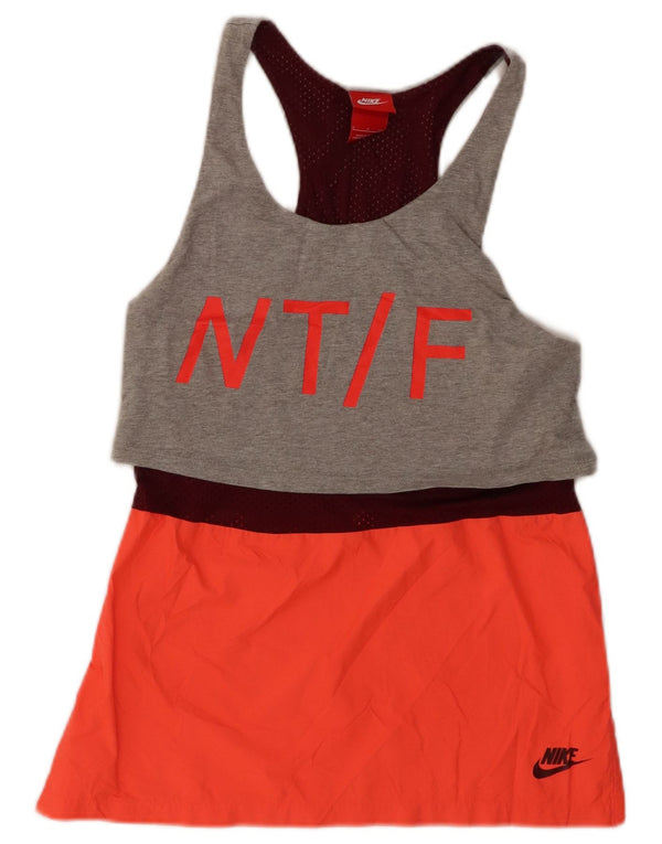 Nike Damen Leichtathletik-Trägershirt mit Grafik, UK 10, Größe S, Grau, Farbblock