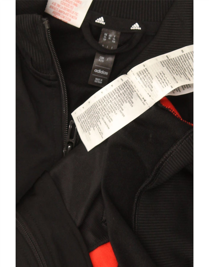 Adidas Mädchen-Trainingsanzug-Top-Jacke, 15–16 Jahre, schwarzes Colourblock-Polyester