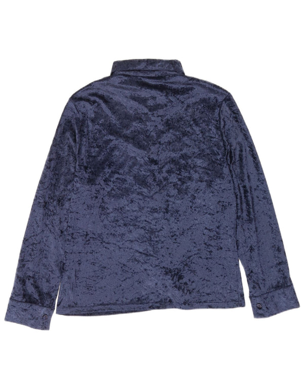 Central Park Damen Velours-Hemdbluse IT 46 Large Marineblau Polyester