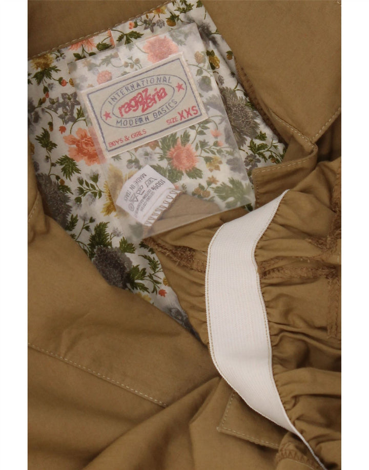 VINTAGE Damen 4-Knopf-Blazer mit Kapuze, Größe 6 2XS, braune Baumwolle