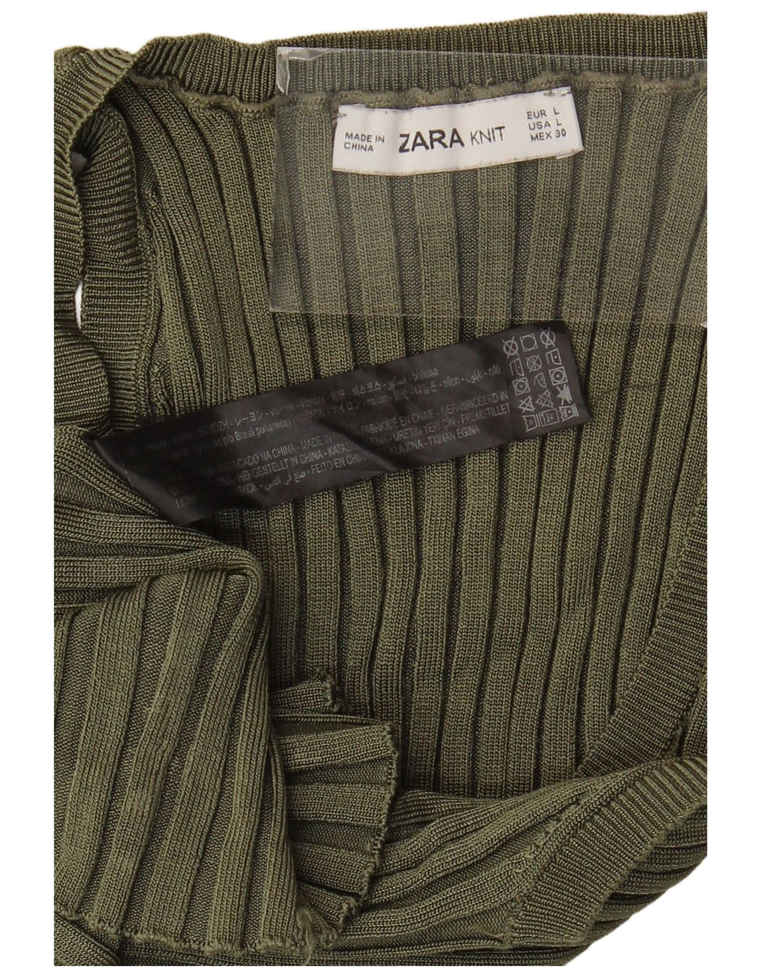 Zara Damen Weste Top UK 14 Large Khaki Viskose