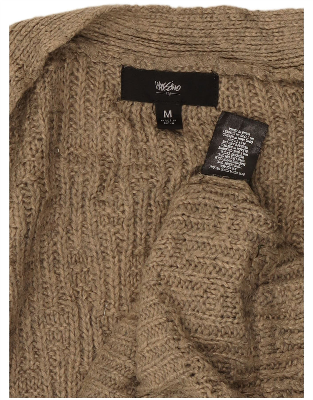 MOSSIMO Damen Longline Open Cardigan Pullover UK 14 Medium Beige Acryl