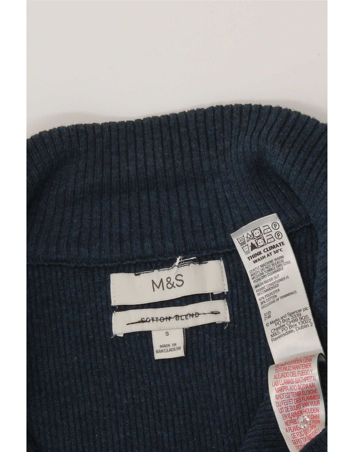 Marks & Spencer Herren-Strickjacke, klein, blau, Polyester