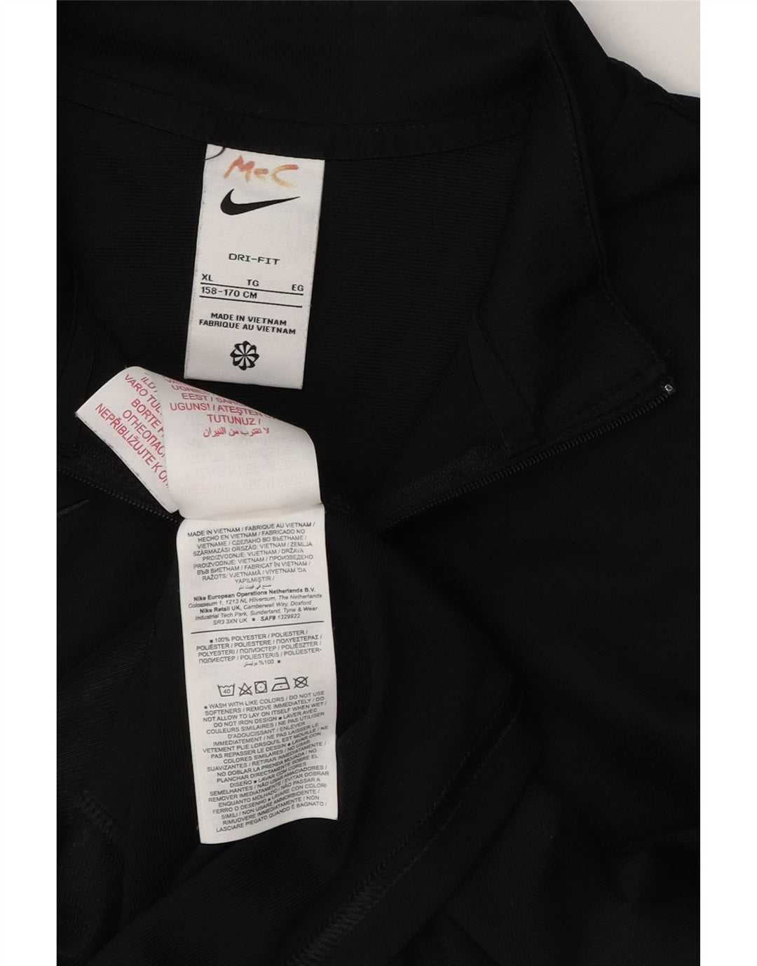 Nike Jungen Dri Fit Trainingsanzug Top Jacke 13–14 Jahre XL Schwarz Polyester