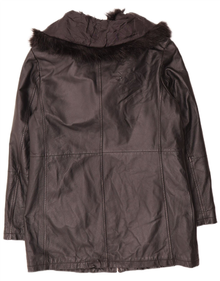 Wallis Damen Übergroßer Ledermantel UK 10 Small Schwarz