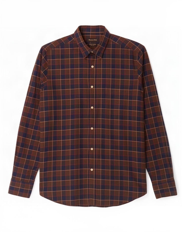 Massimo Dutti Herrenhemd, groß, braun kariert