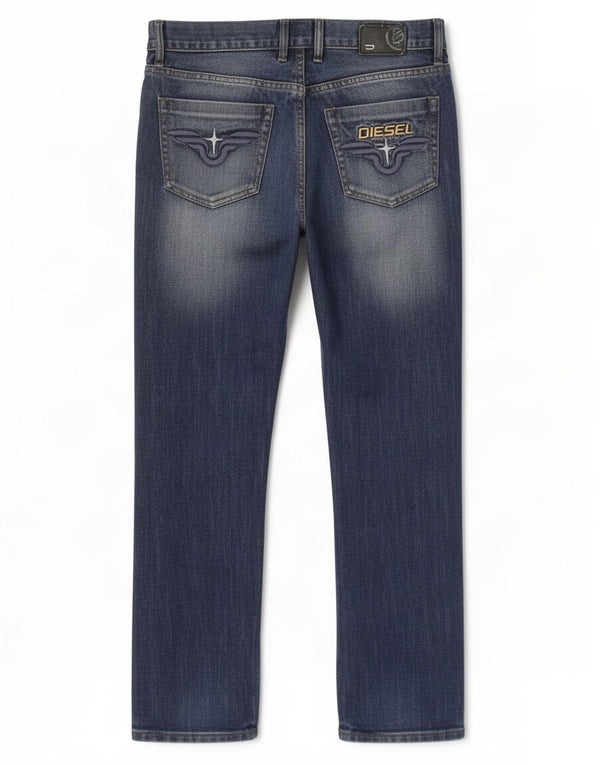 Diesel Herren Straight Jeans W34 L34 Blaue Baumwolle