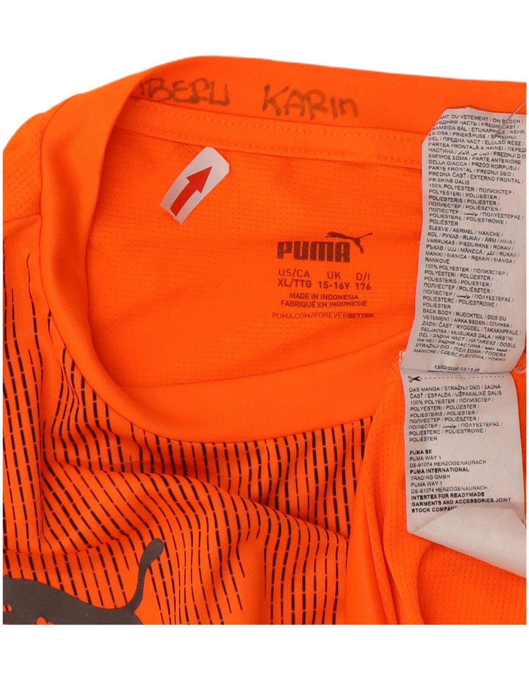 Puma T-Shirt für Jungen, 15–16 Jahre, XL, orange, geometrisch, Polyester