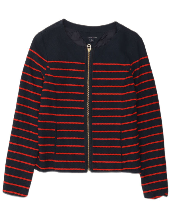 Tommy Hilfiger Womens Bomber Jacket UK 6 XS Navy Blue Striped