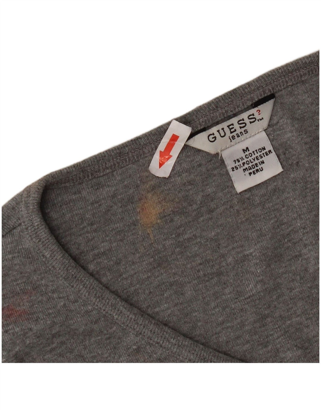 Guess Damen Crop Top Langarm UK 12 Mittelgraue Baumwolle