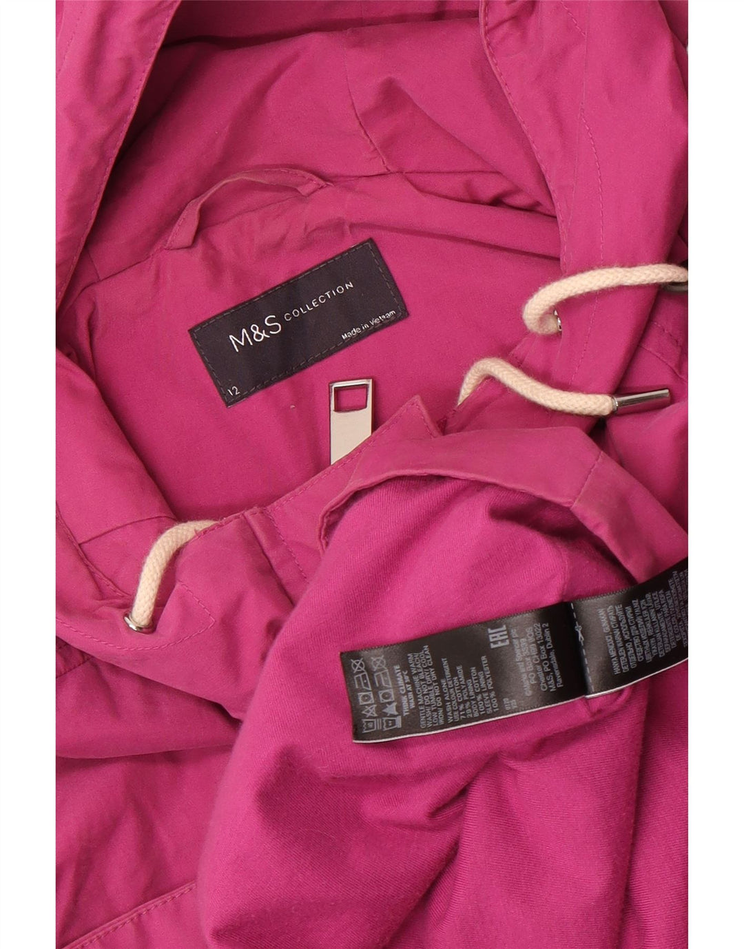 Marks & Spencer Damen-Utility-Jacke mit Kapuze, UK 12, mittelrosa, Baumwolle