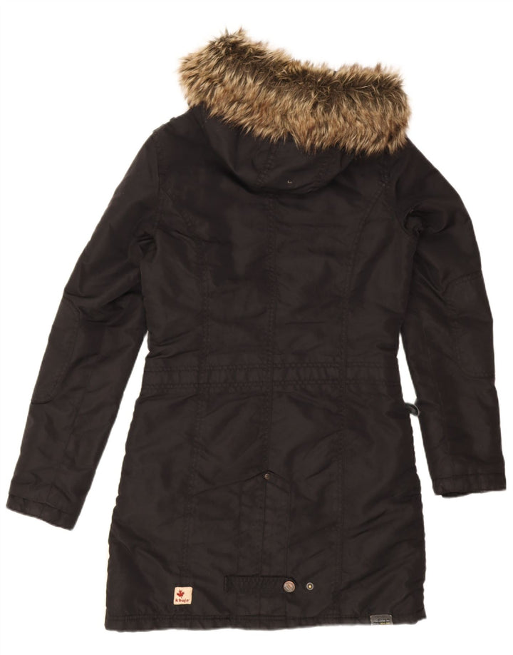 KHUJO Damen-Parka mit Kapuze, Gr. 10, Schwarz