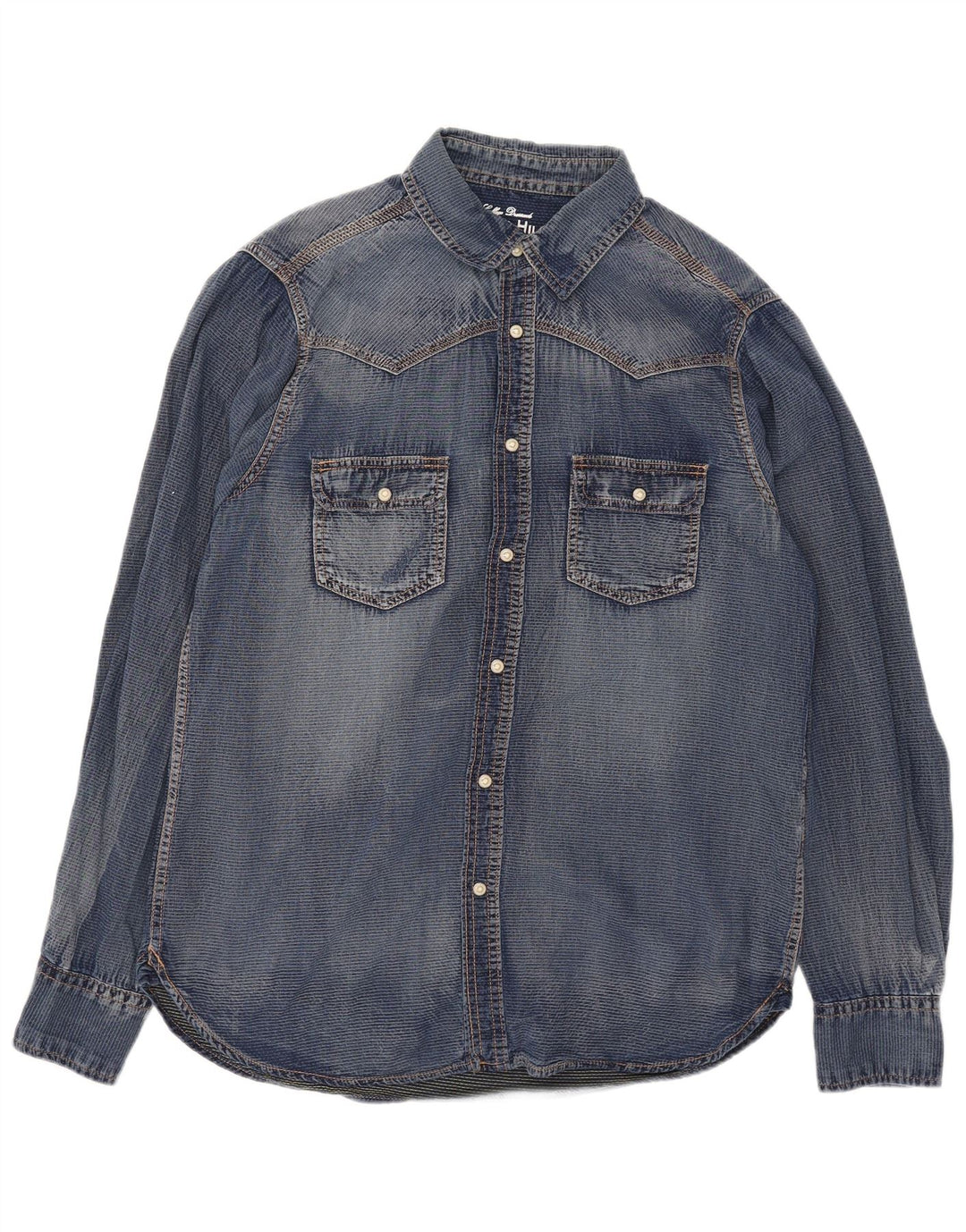 Grand & Hills Herren-Jeanshemd, groß, aus blauer Baumwolle